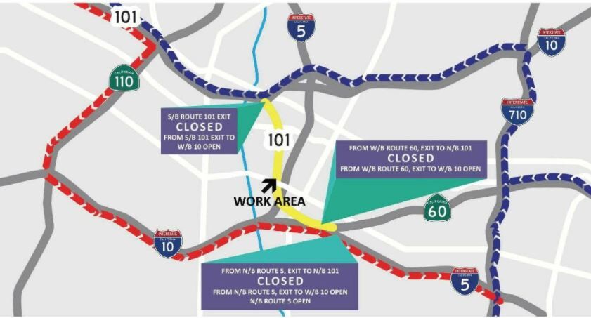 101 freeway closure map